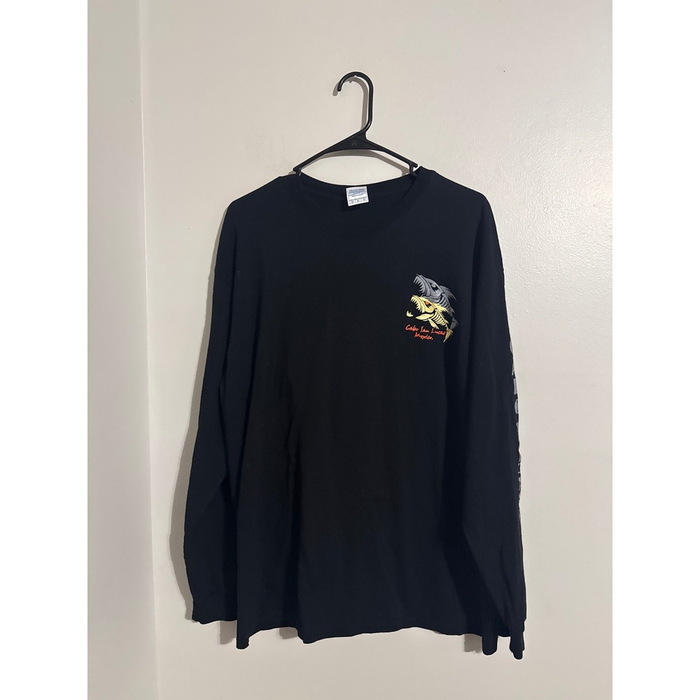 Yazbek Cabo San Lucas Mexico Fish Skeleton Long Sleeve T-Shirt Black Mens XL